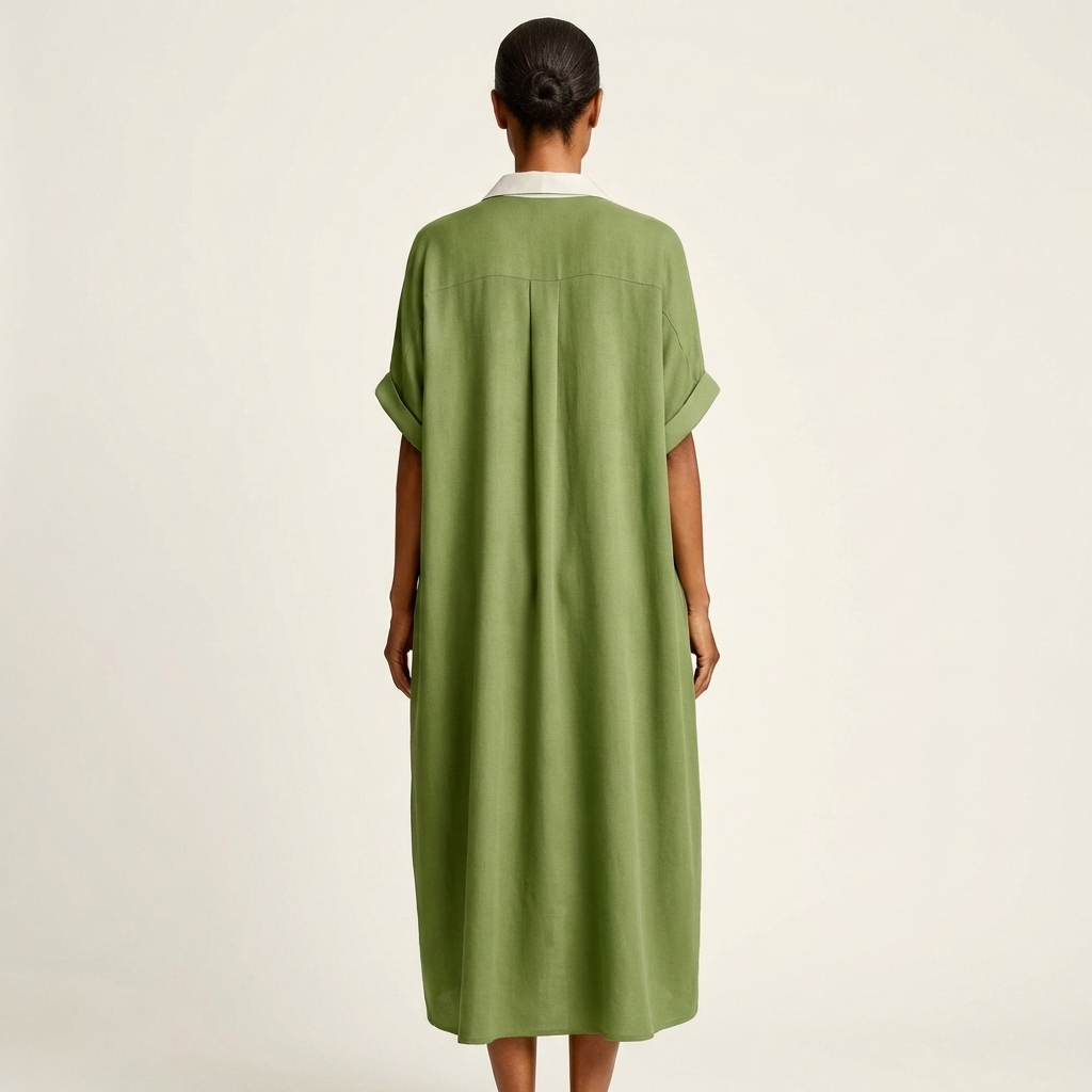 Vestido camisero maxi Kamira con cuello de contraste