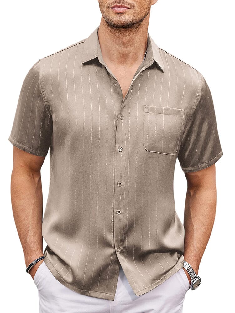 Camisa de satén sedoso de manga corta