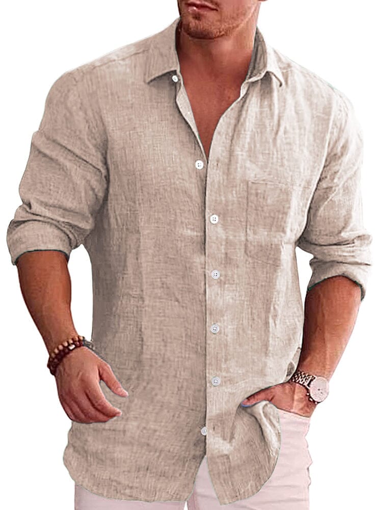 Camisa casual clásica de botones de lino