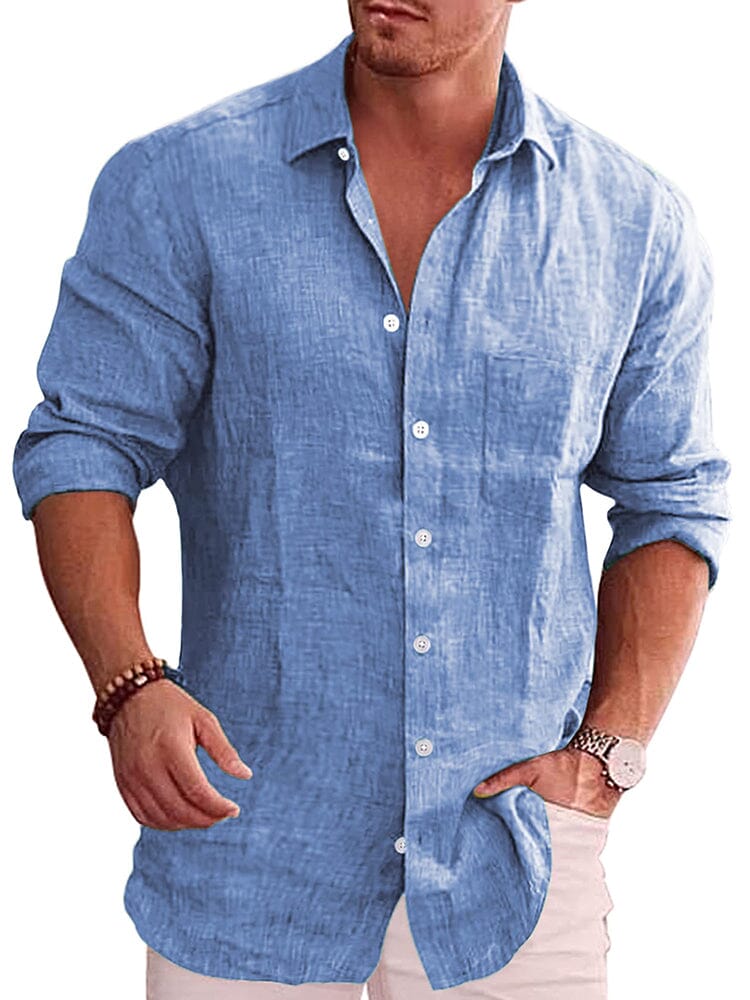 Camisa casual clásica de botones de lino