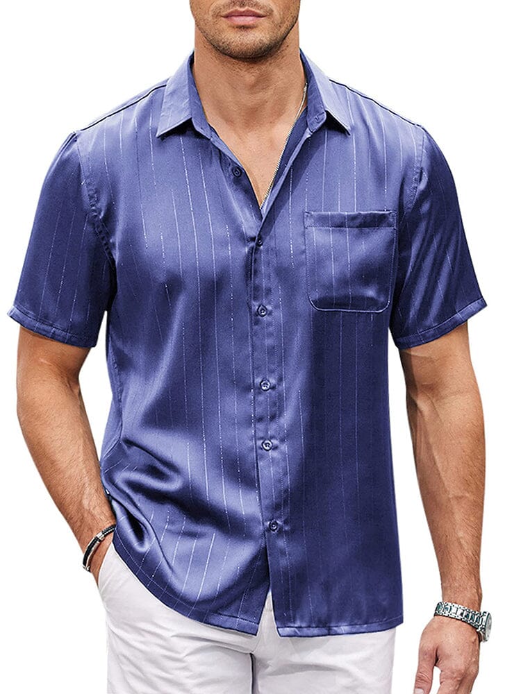 Camisa de satén sedoso de manga corta