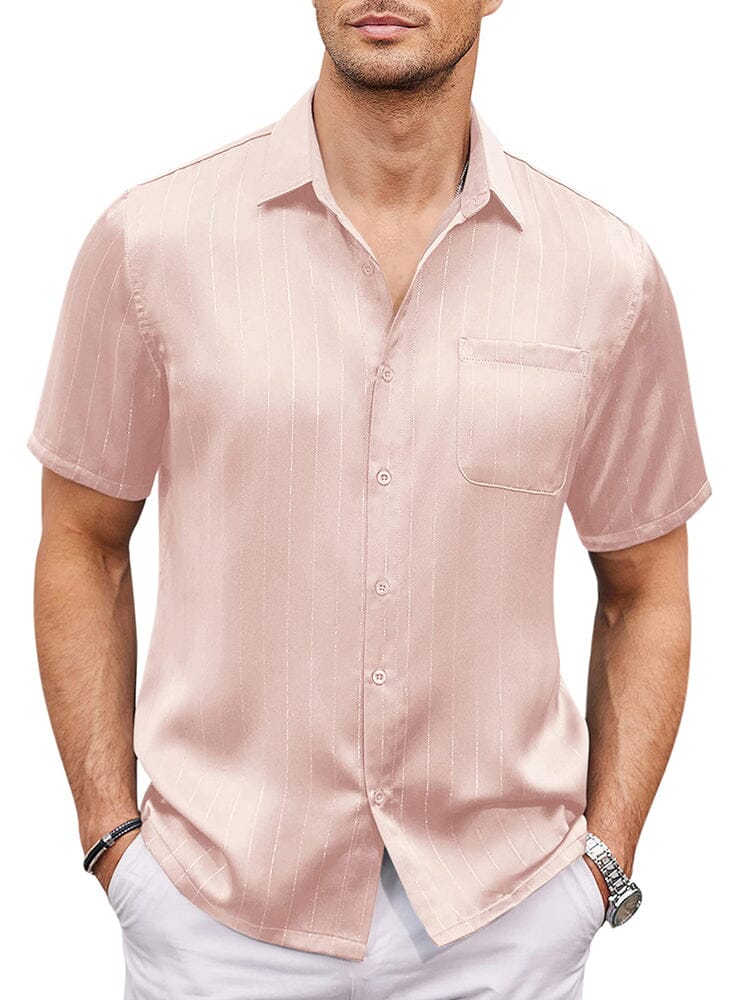 Camisa de satén sedoso de manga corta