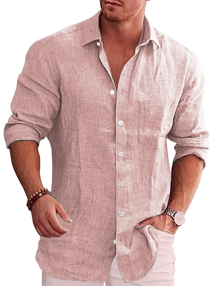 Camisa casual clásica de botones de lino