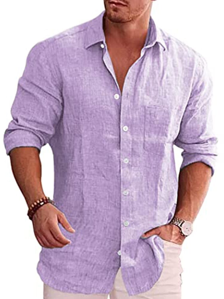 Camisa casual clásica de botones de lino