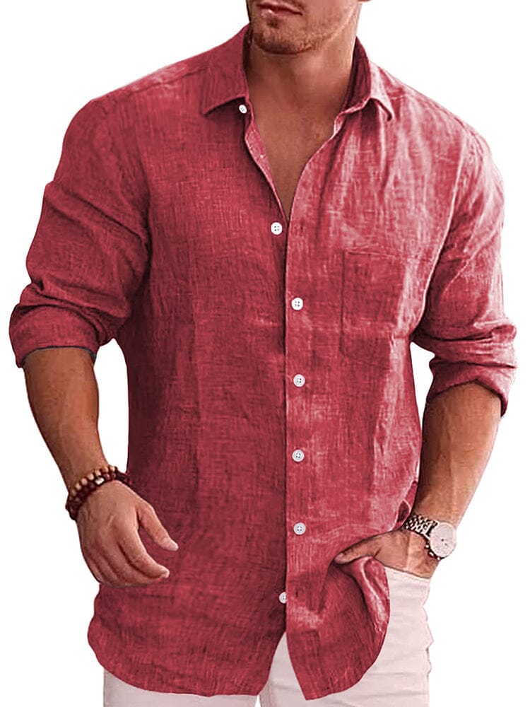 Camisa casual clásica de botones de lino