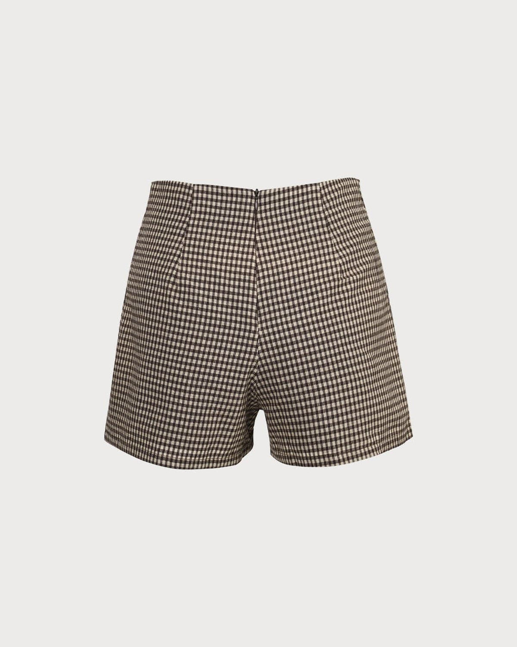 Pantalones cortos de cintura alta a cuadros marrones