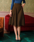 Falda de tweed de cintura alta de color sólido