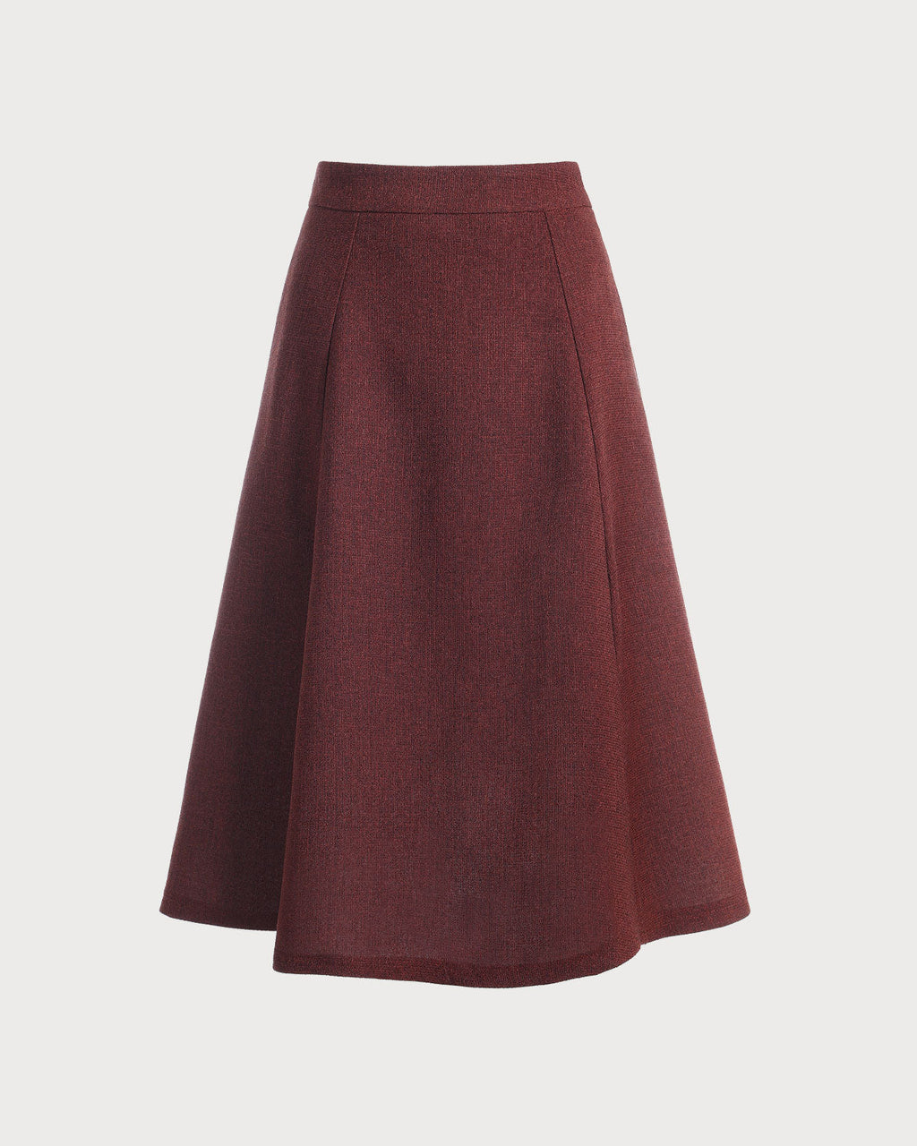 Falda de tweed de cintura alta color burdeos