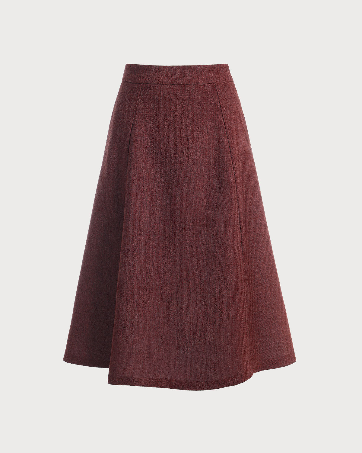 Falda de tweed de cintura alta color burdeos
