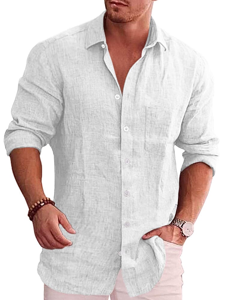 Camisa casual clásica de botones de lino