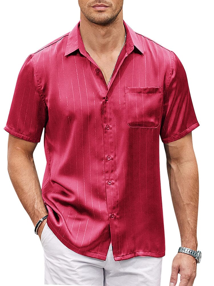 Camisa de satén sedoso de manga corta