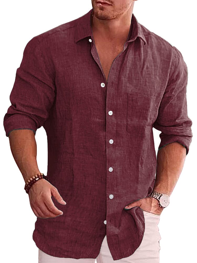 Camisa casual clásica de botones de lino