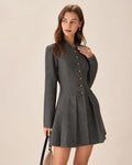 Vestido mini plisado gris con botones