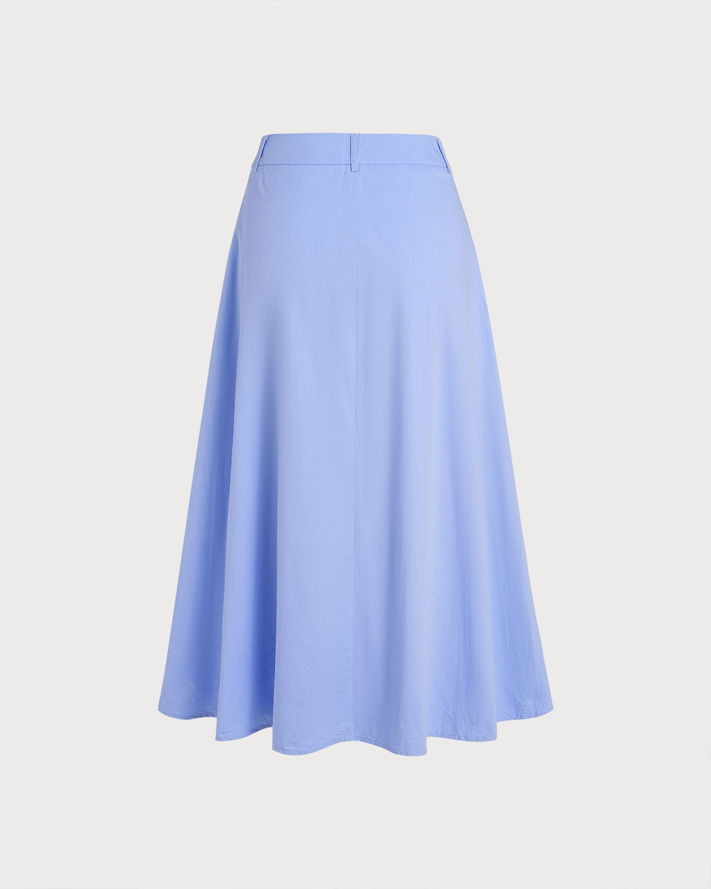 Falda midi de línea A azul con botones y abertura