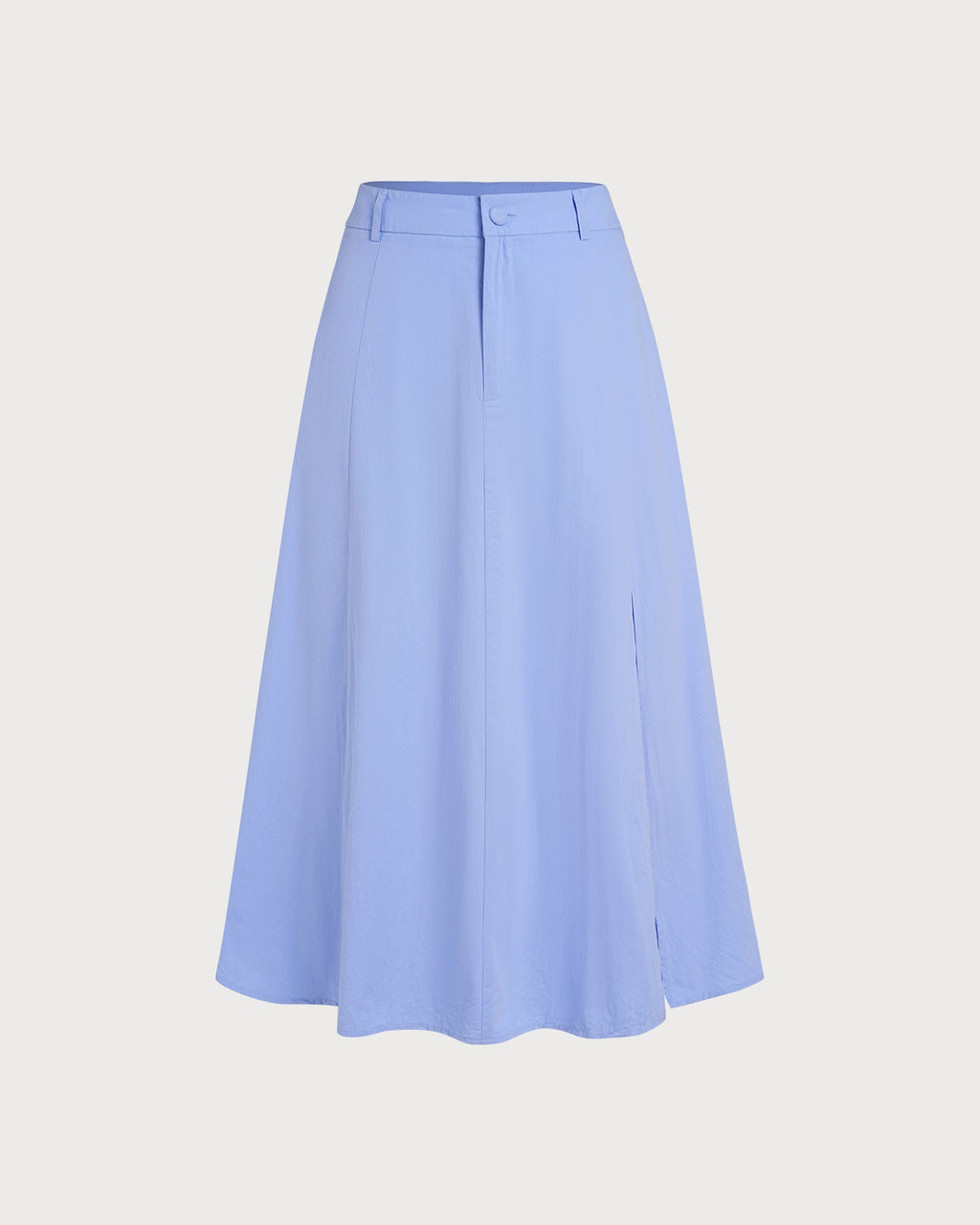 Falda midi de línea A azul con botones y abertura