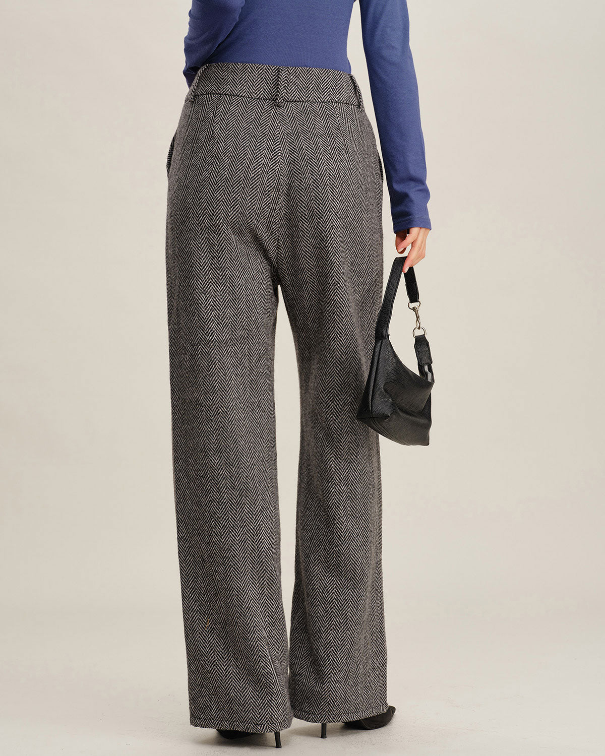 Pantalón recto de tweed gris