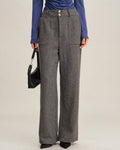 Pantalón recto de tweed gris