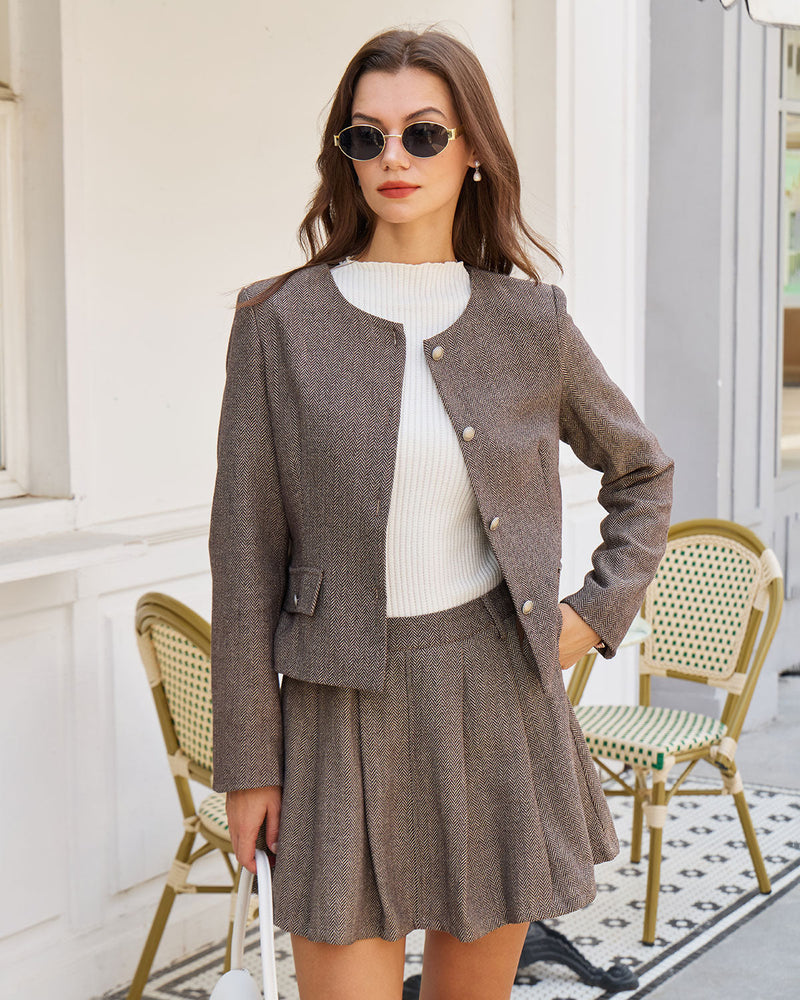 Chaqueta marrón con bolsillos abotonados