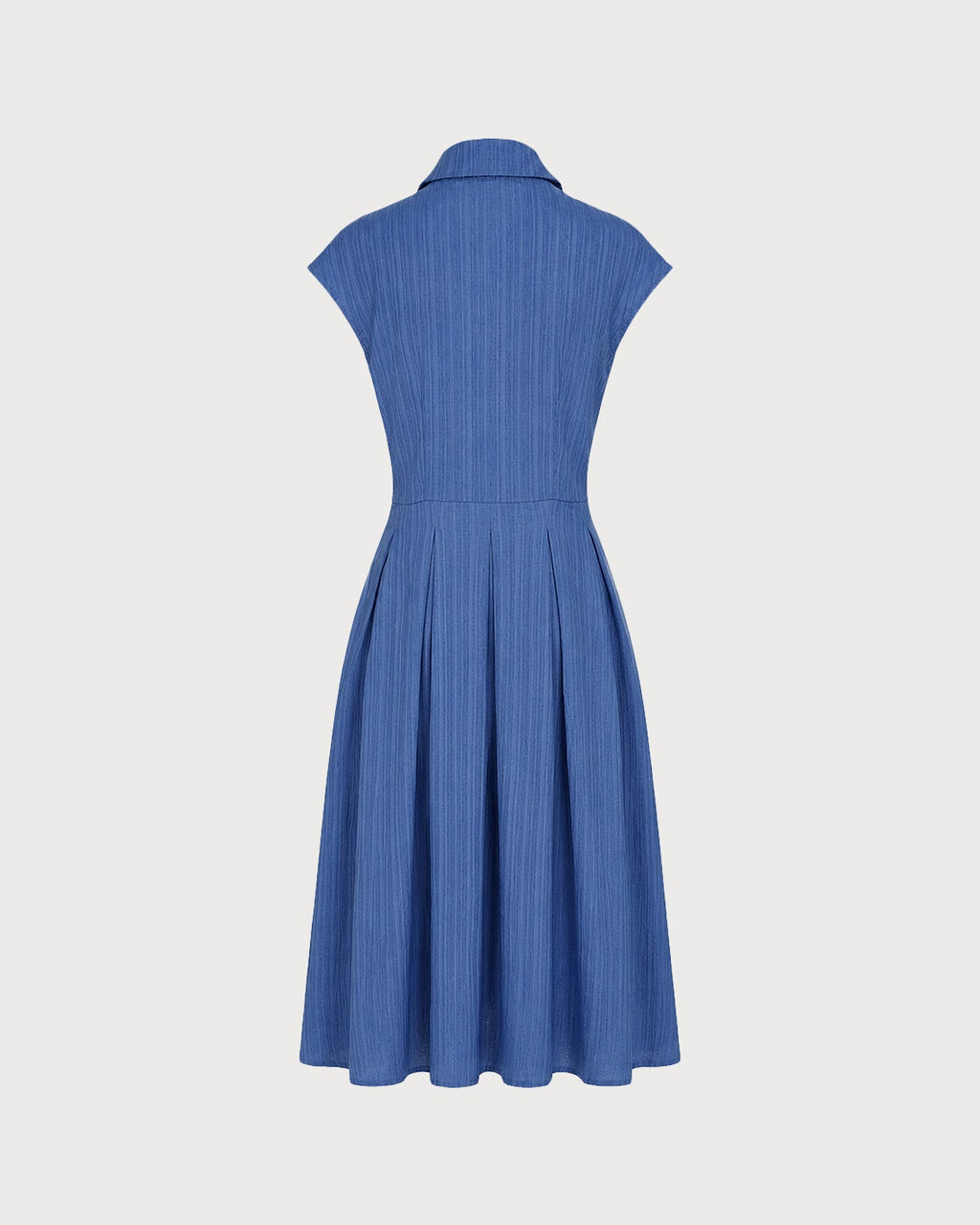 Vestido midi con cuello azul y botones