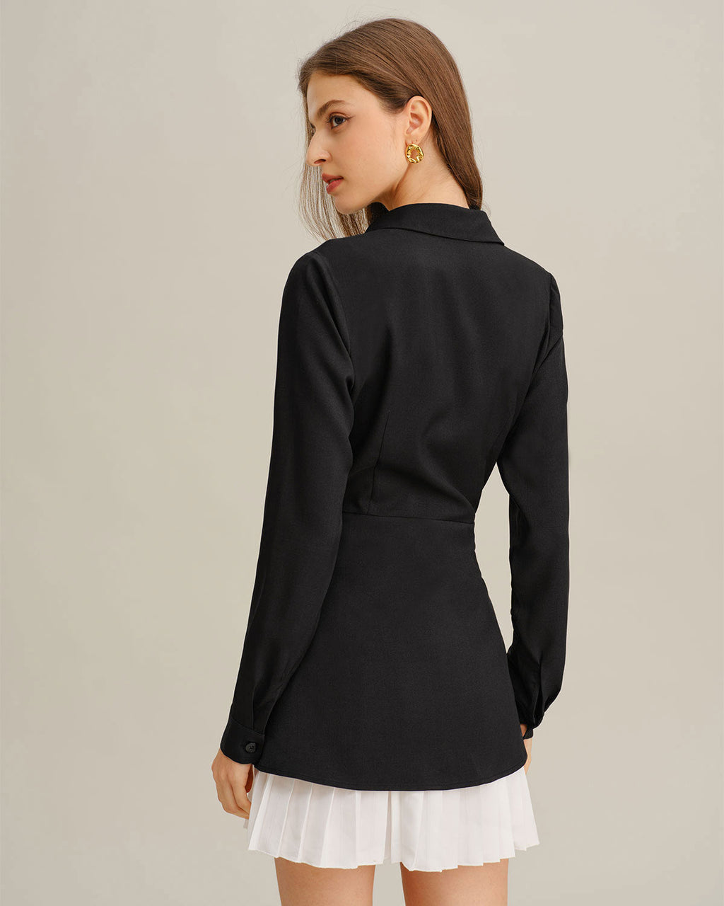 Vestido mini negro de línea A con contraste