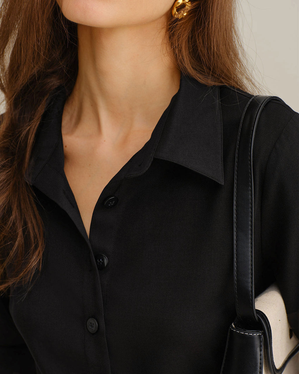 Vestido mini negro de línea A con contraste