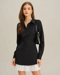 Vestido mini negro de línea A con contraste