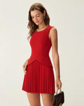 Vestido corto rojo fruncido