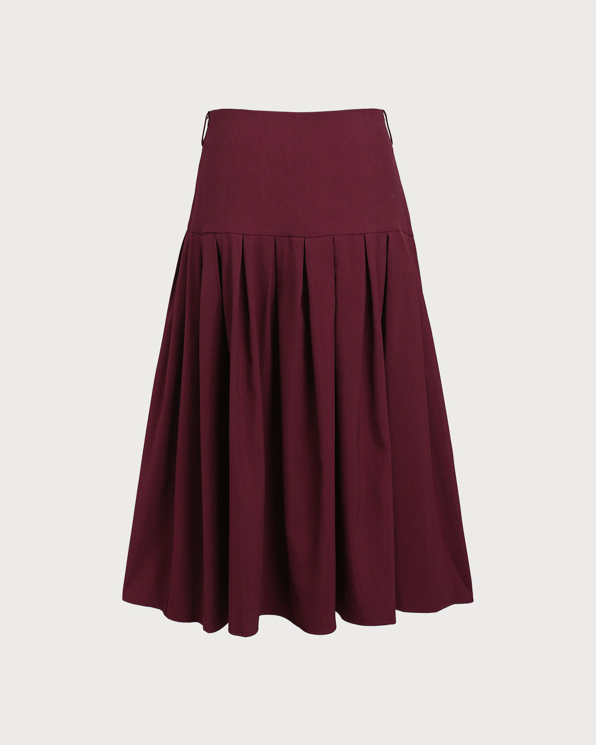 Falda midi plisada de cintura natural en color rojo vino