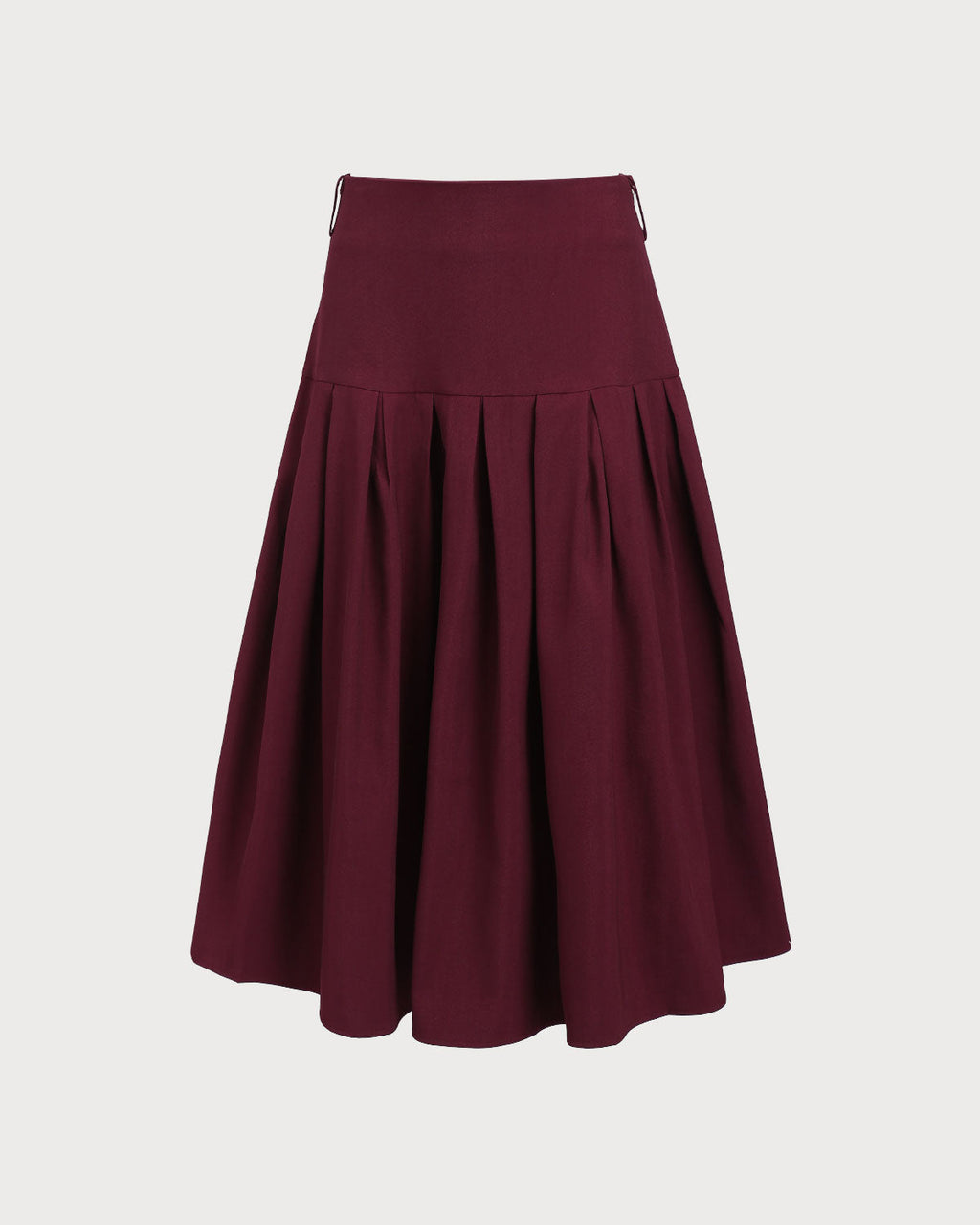 Falda midi plisada de cintura natural en color rojo vino