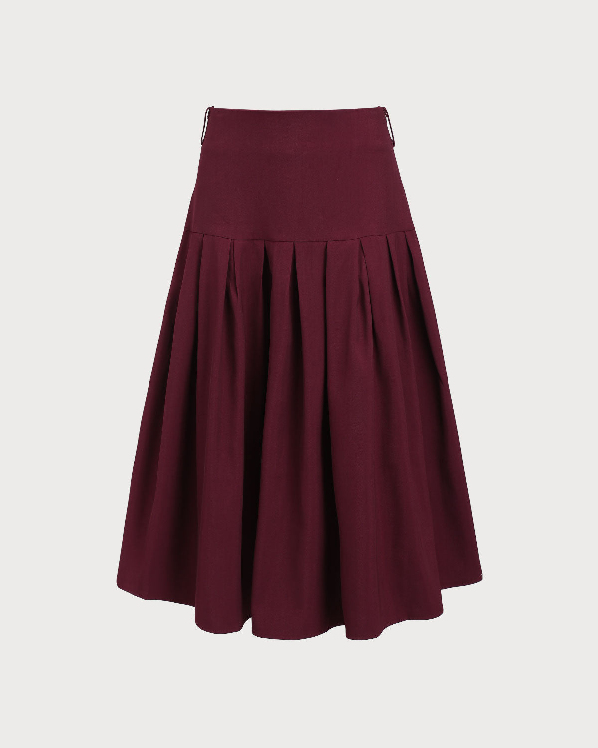 Falda midi plisada de cintura natural en color rojo vino